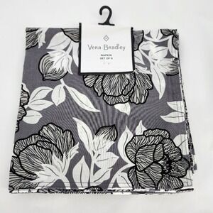 NEW Vera Bradley Napkin Set of 4 Moon Shadow Meadow Floral Cotton Preppy Modern